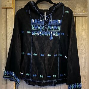 Free People Embroidered Hoodie